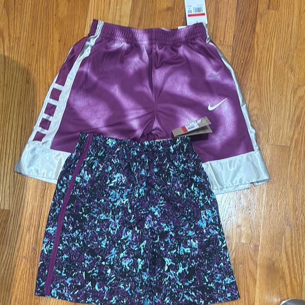 Kids Large Nike Purple and Silver Sports Shorts set. 2 for $30